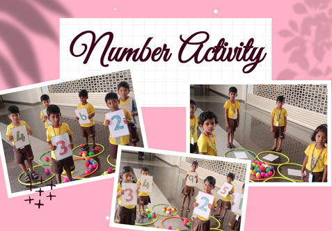 The Upper kindergarten kids arrange the flashcards and have each Stand on a card with a number.