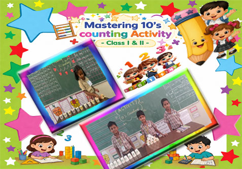 Our classrooms were buzzing with excitement as students were divided into different interactive learning zones. Students were given paper tumblers with hidden tens written underneath. After a thorough shuffle, they had to work together to decode the numbers and arrange them in the perfect chronological order of tens.