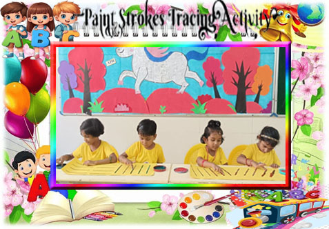 To develop pre-writing skills and fine motor control in children through playful paint tracing, preparing them for formal writing.